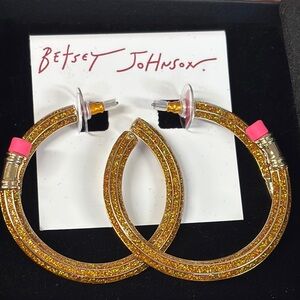 Betsey Johnson Pensil Hoop Earrings NWT